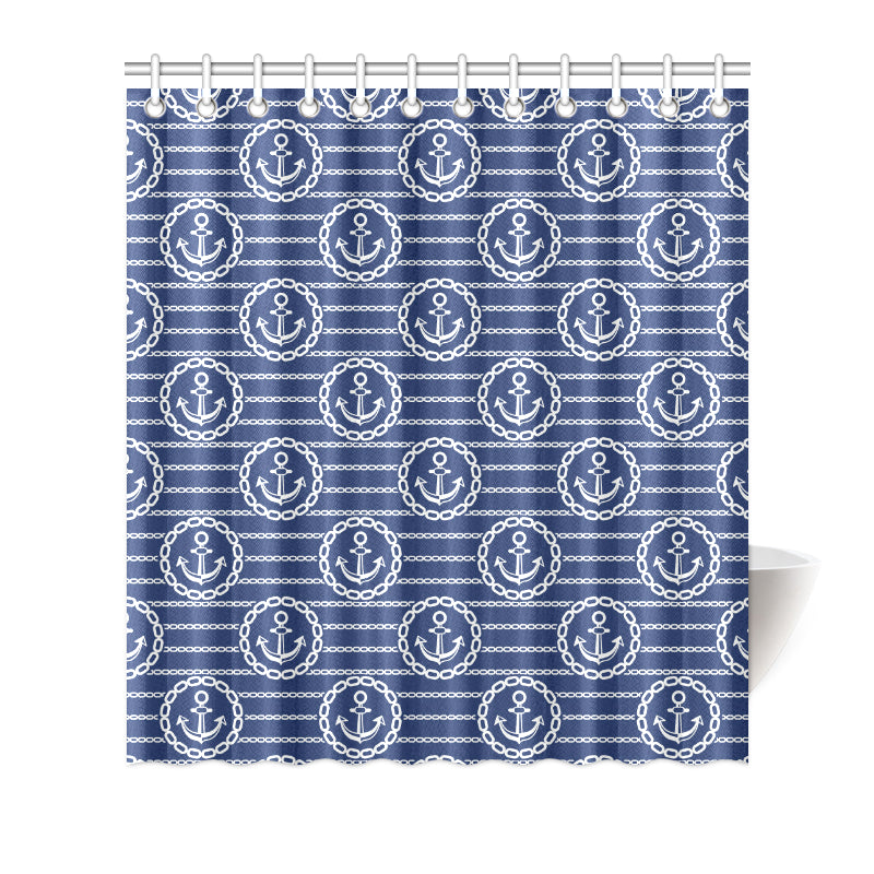 Anchor Stripe Pattern Shower Curtain