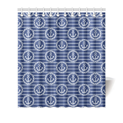 Anchor Stripe Pattern Shower Curtain