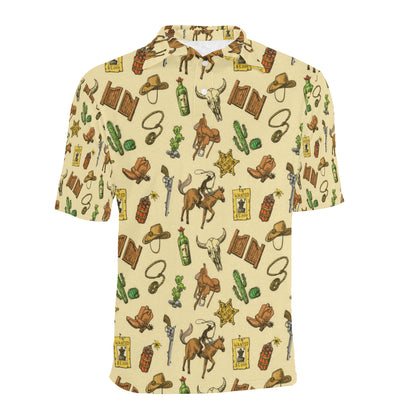 Cowboy Pattern Print Design 04 Men Polo Shirt