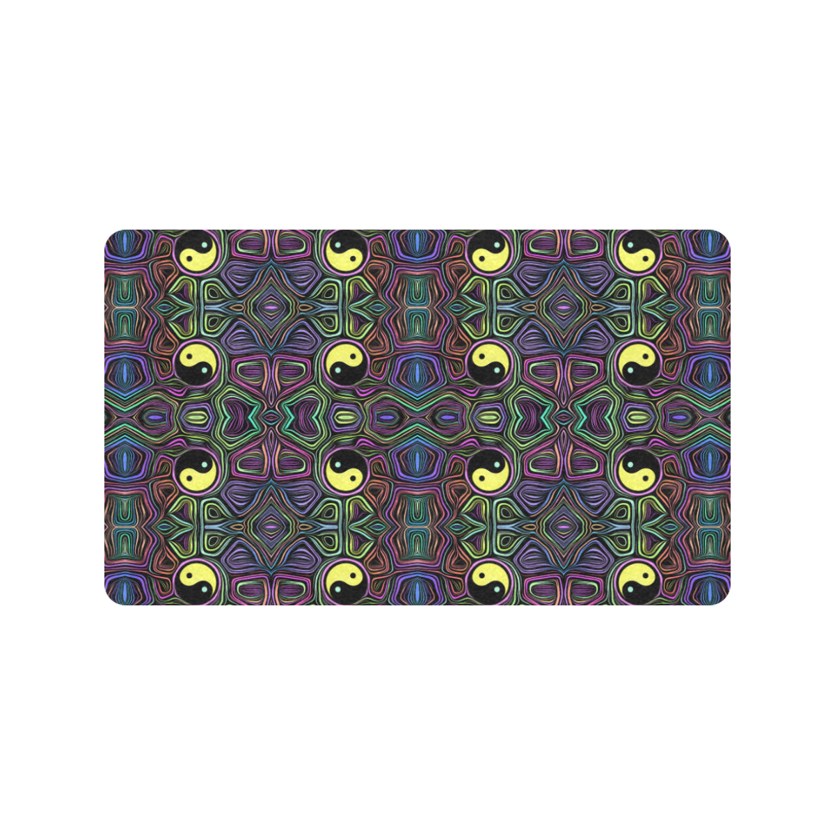 Yin Yang Neon Color Design Print Rubber Doormat