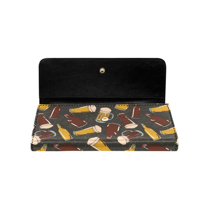 Beer Pattern Print Design 03 Women's Trifold Wallet