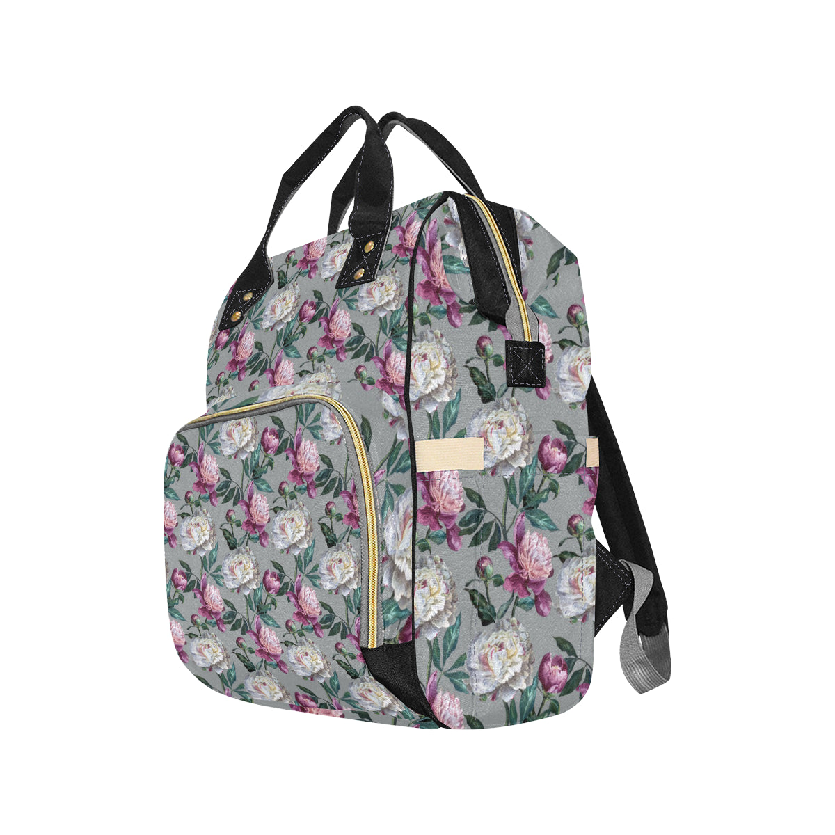 Peony Pattern Print Design PE01 Diaper Bag Backpack