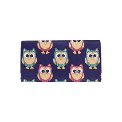 Owl Pattern Print Design A06 Women's Trifold Wallet