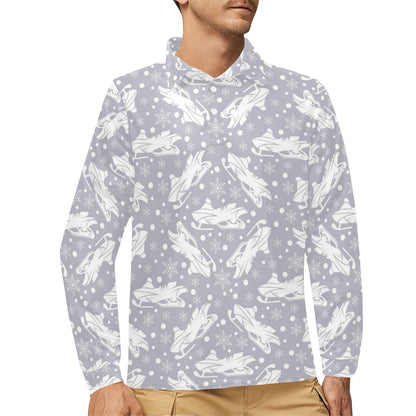 Snowmobile Print Design LKS302 Long Sleeve Polo Shirt For Men's