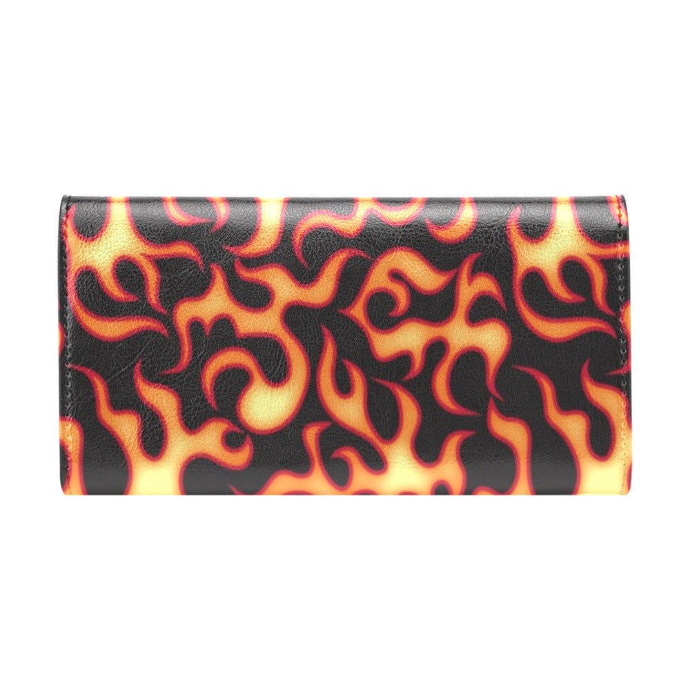 Flame Fire Themed Print Women's Trifold Wallet
