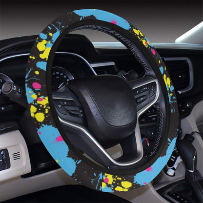 Splatter Colorful Print Design LKS301 Steering Wheel Cover with Elastic Edge
