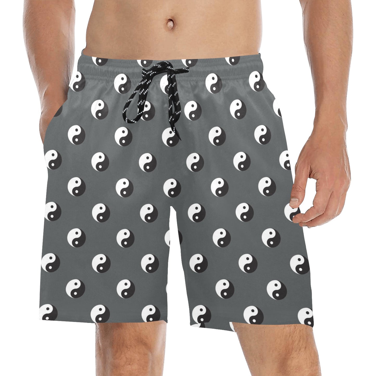 Yin Yang Print Design LKS303 Men's Swim Trunks Beach Shorts