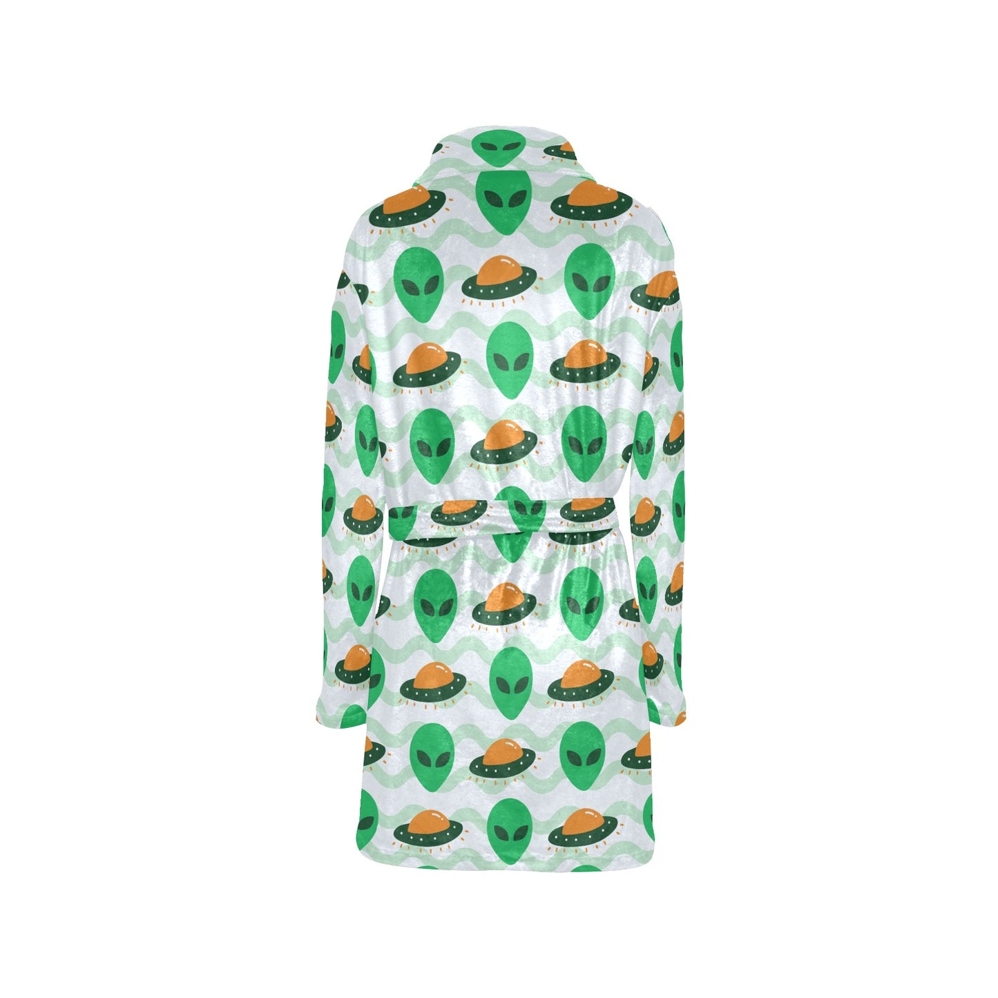 Alien UFO Pattern Print Design 04 Women's Fleece Robe