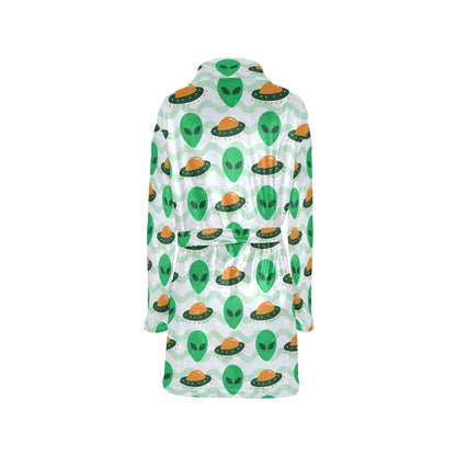 Alien UFO Pattern Print Design 04 Women's Fleece Robe