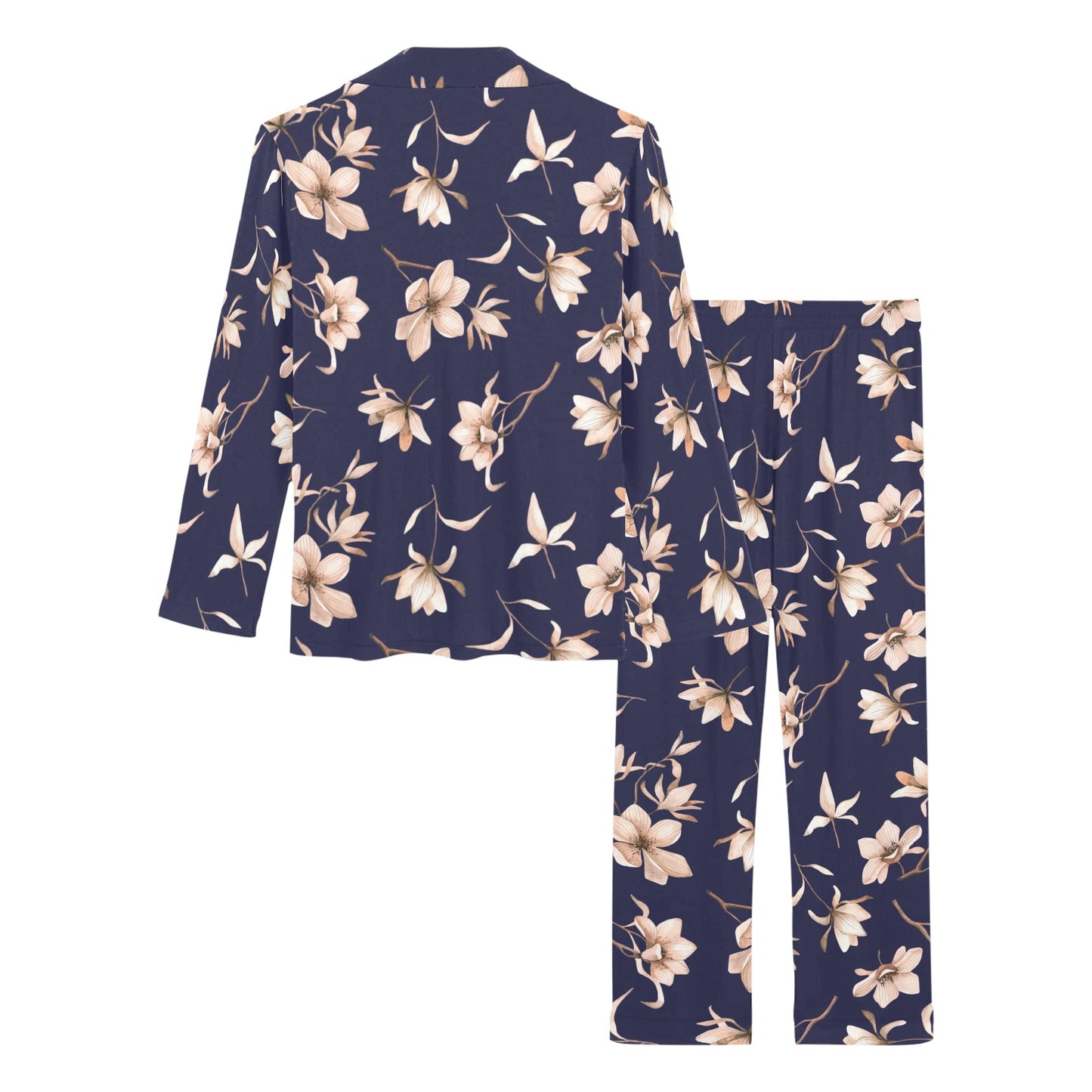 Beautiful Floral Pattern Women's Long Pajama Set