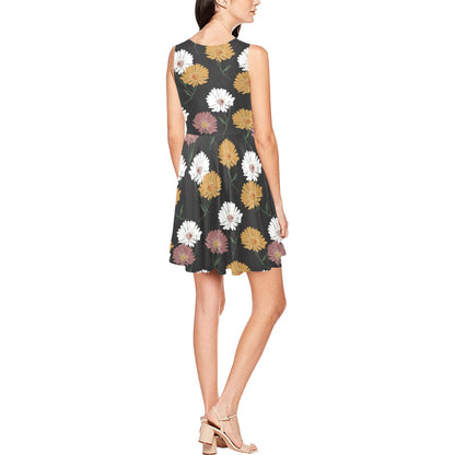 Daisy Pattern Print Design DS04 Sleeveless Dress