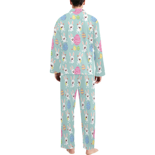 Easter Eggs Pattern Print Design RB014 Men's Long Pajama Set
