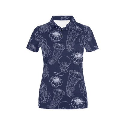 Jellyfish Pattern Print Design 05 Women's Polo Shirt