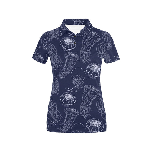 Jellyfish Pattern Print Design 05 Women's Polo Shirt