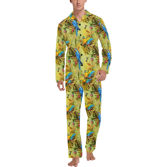 Parrot Pattern Print Design A02 Men's Long Pajama Set
