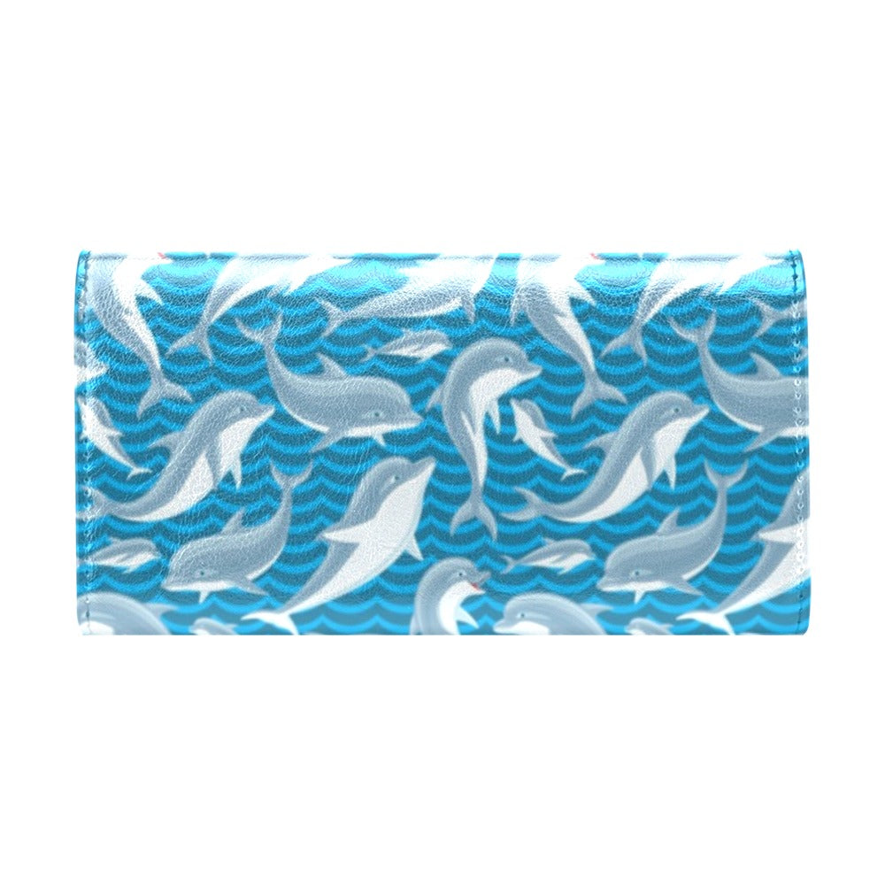 Dolphin Cute Print Pattern Women's Trifold Wallet