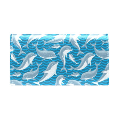 Dolphin Cute Print Pattern Women's Trifold Wallet