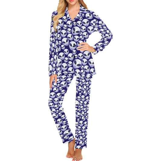 Alien Head Extraterrestrial Women's Long Pajama Set