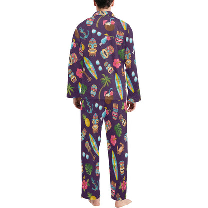 Hawaiian Themed Pattern Print Design H024 Men's Long Pajama Set