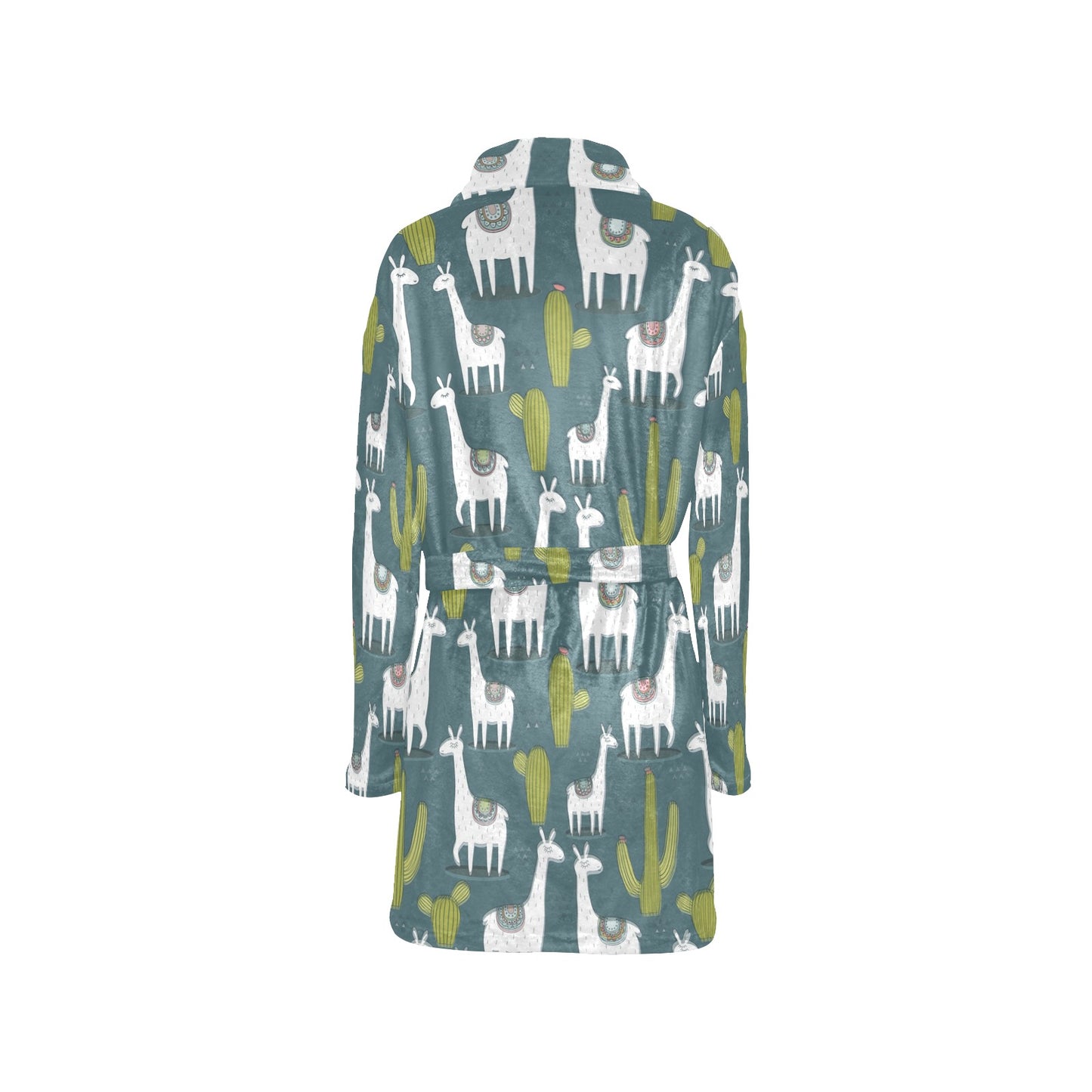 Llama Cactus Pattern Print Design 03 Women's Fleece Robe