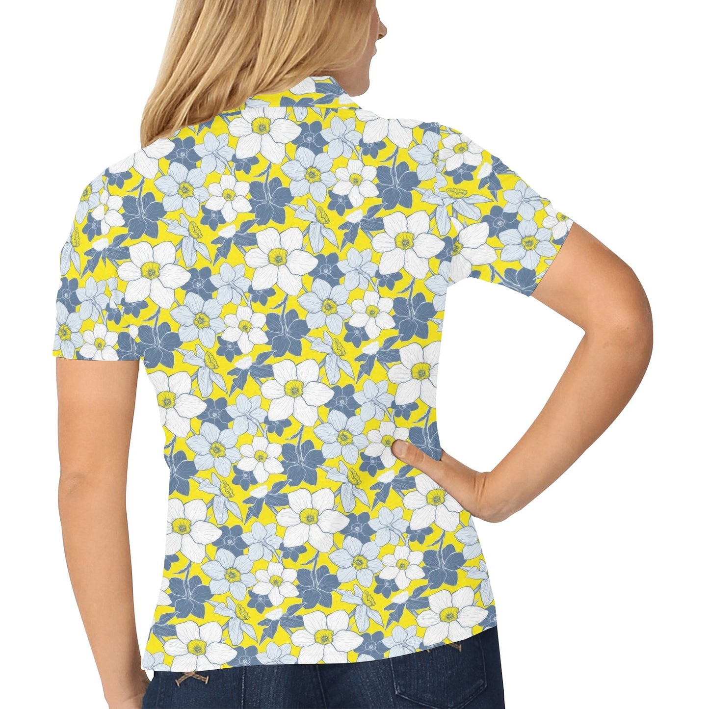 Daffodils Pattern Print Design 01 Women's Polo Shirt