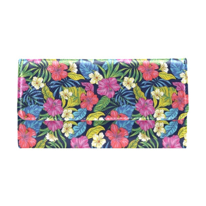 Hibiscus Print Design LKS3010 Women's Trifold Wallet