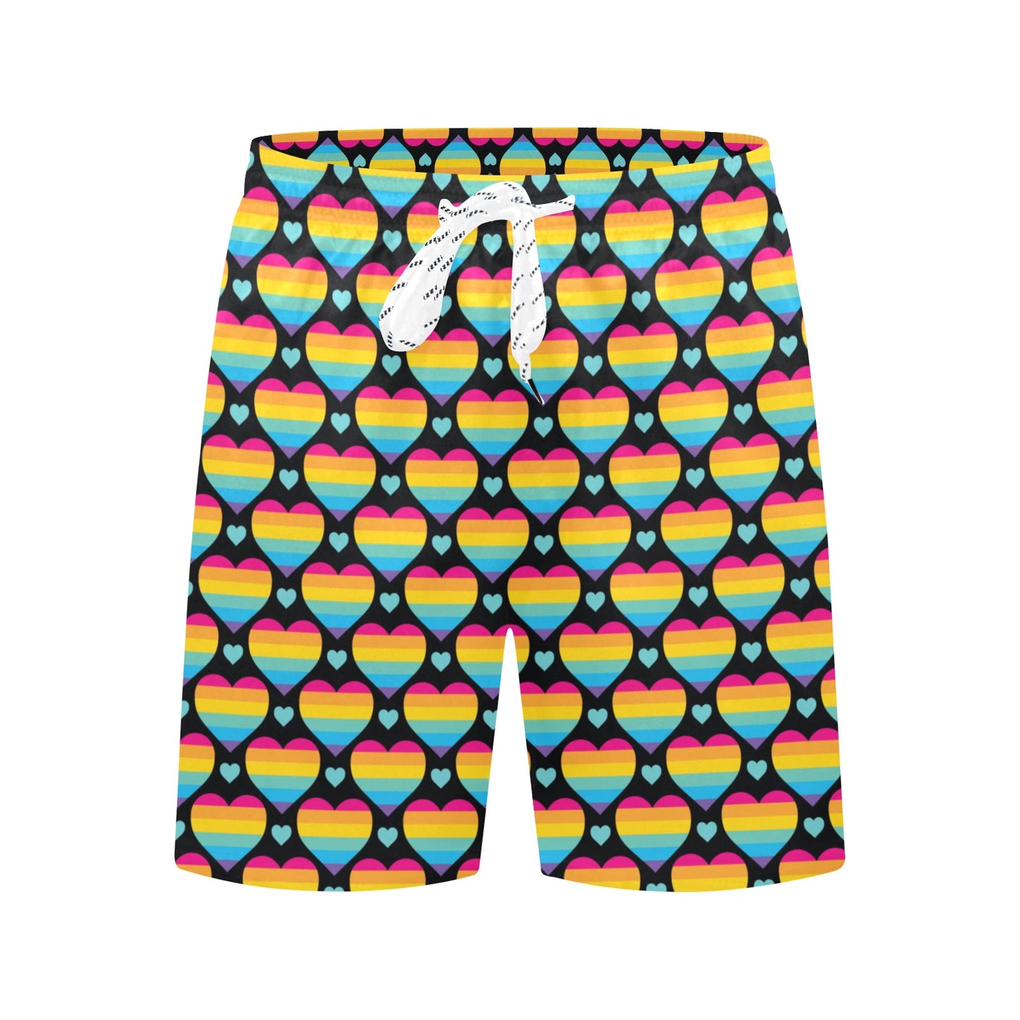 Rainbow Heart Print Pattern Men's Swim Trunks Beach Shorts