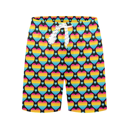 Rainbow Heart Print Pattern Men's Swim Trunks Beach Shorts
