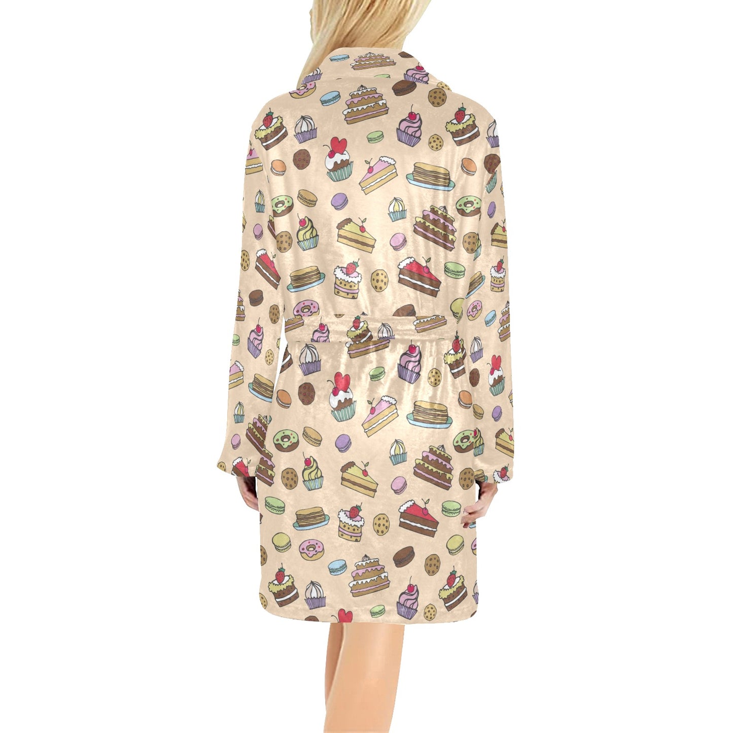Cake Pattern Print Design 03 Women's Fleece Robe