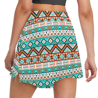 Navajo Style Print Pattern 17" Golf & Pickleball Skort with Pockets