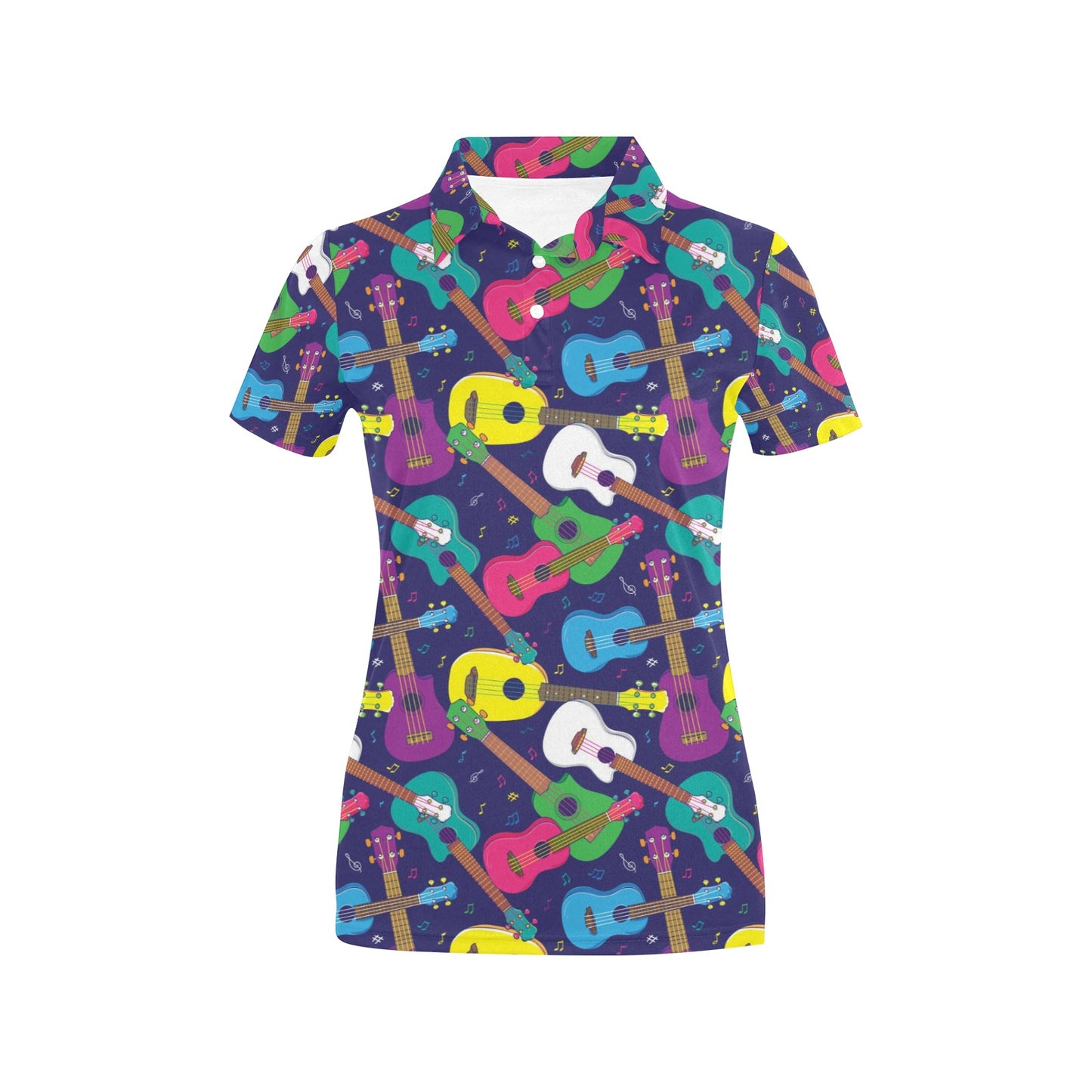 Ukulele Pattern Print Design 02 Women's Polo Shirt