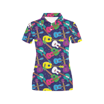 Ukulele Pattern Print Design 02 Women's Polo Shirt