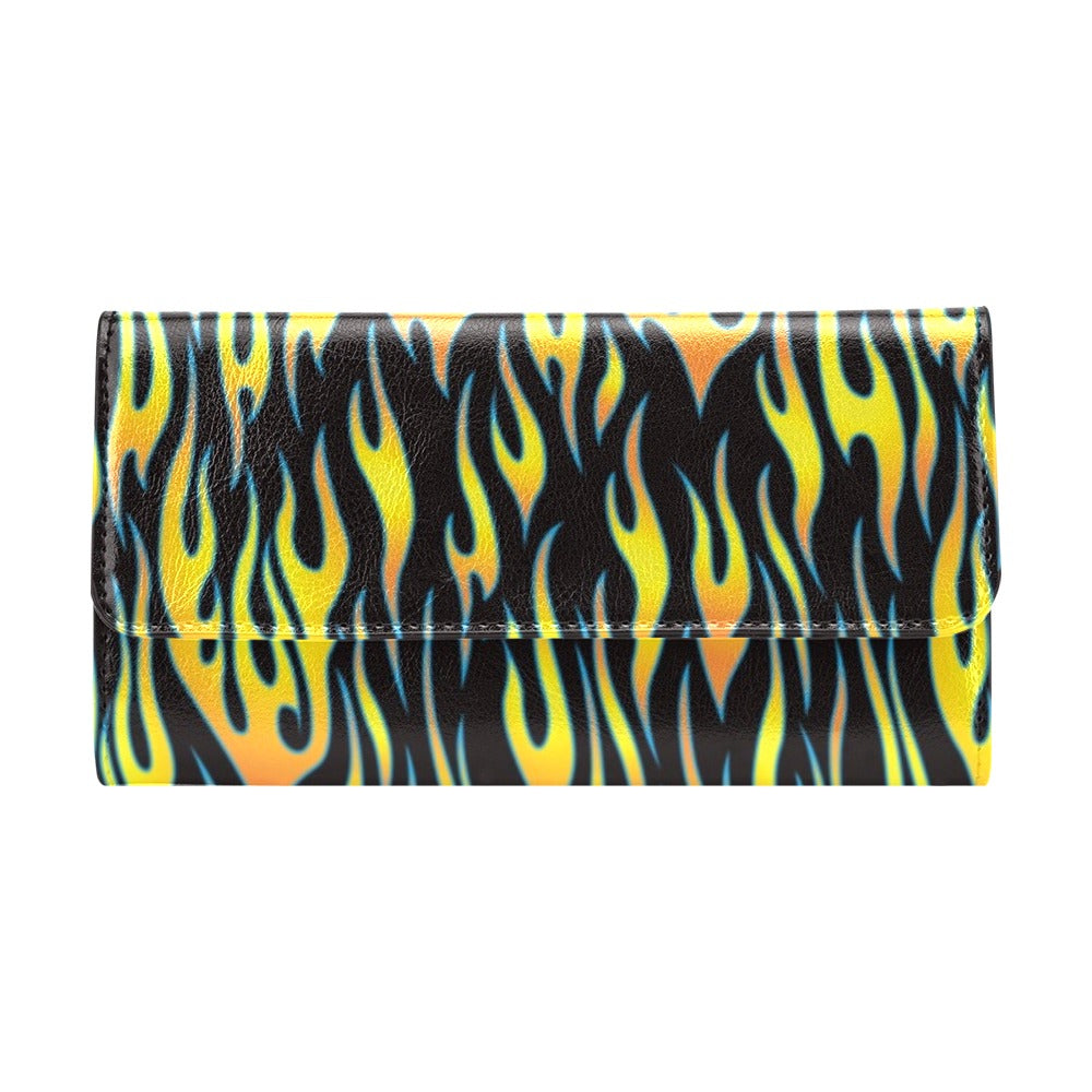 Flame Fire Yellow Pattern Women's Trifold Wallet