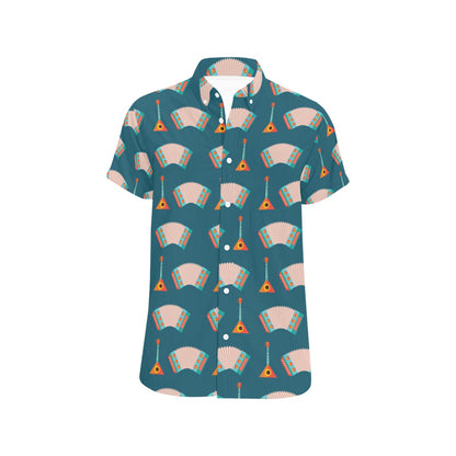 Accordion Print Design LKS402 Men Short Sleeve Button Up Shirt