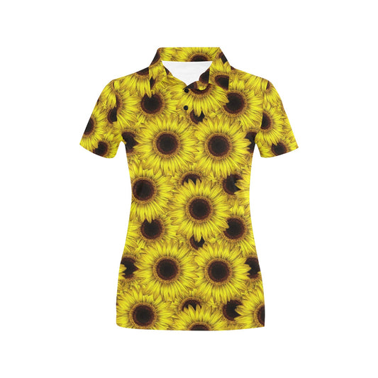 Sunflower Pattern Print Design SF010 Women's Polo Shirt