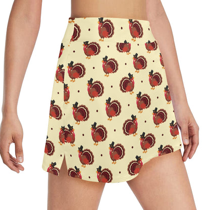 Thanksgiving Print Design LKS3010 17" Golf & Pickleball Skort with Pockets
