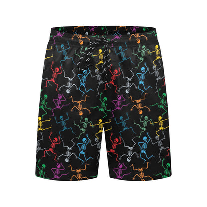 Skeleton Colorful Print Design LKS302 Men's Swim Trunks Beach Shorts