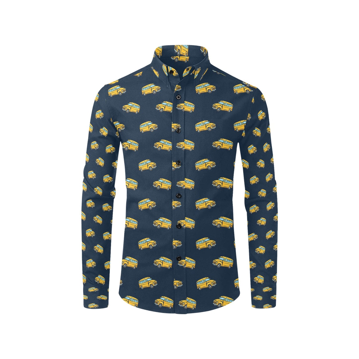 School Bus Print Design LKS304 Men's Long Sleeve Dress Shirt