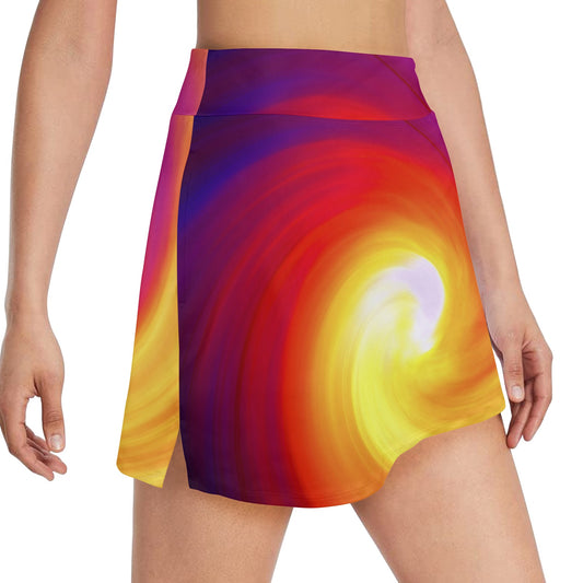 Vortex Twist Swirl Flame Themed 17" Golf & Pickleball Skort with Pockets