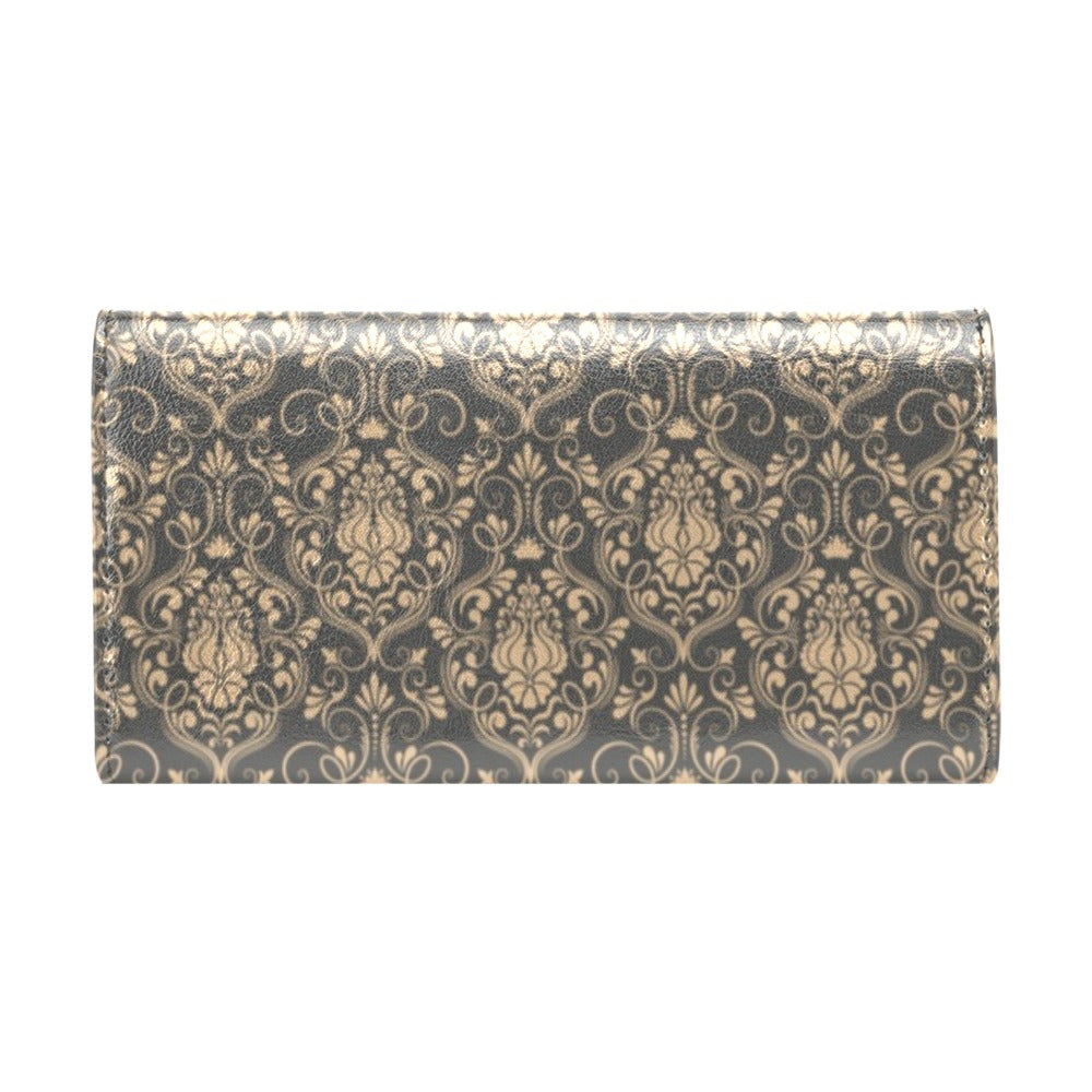 Damask Elegant Luxury Print Pattern Women's Trifold Wallet