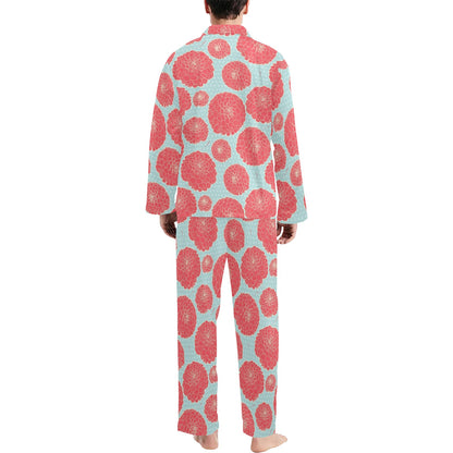 Marigold Pattern Print Design MR03 Men's Long Pajama Set