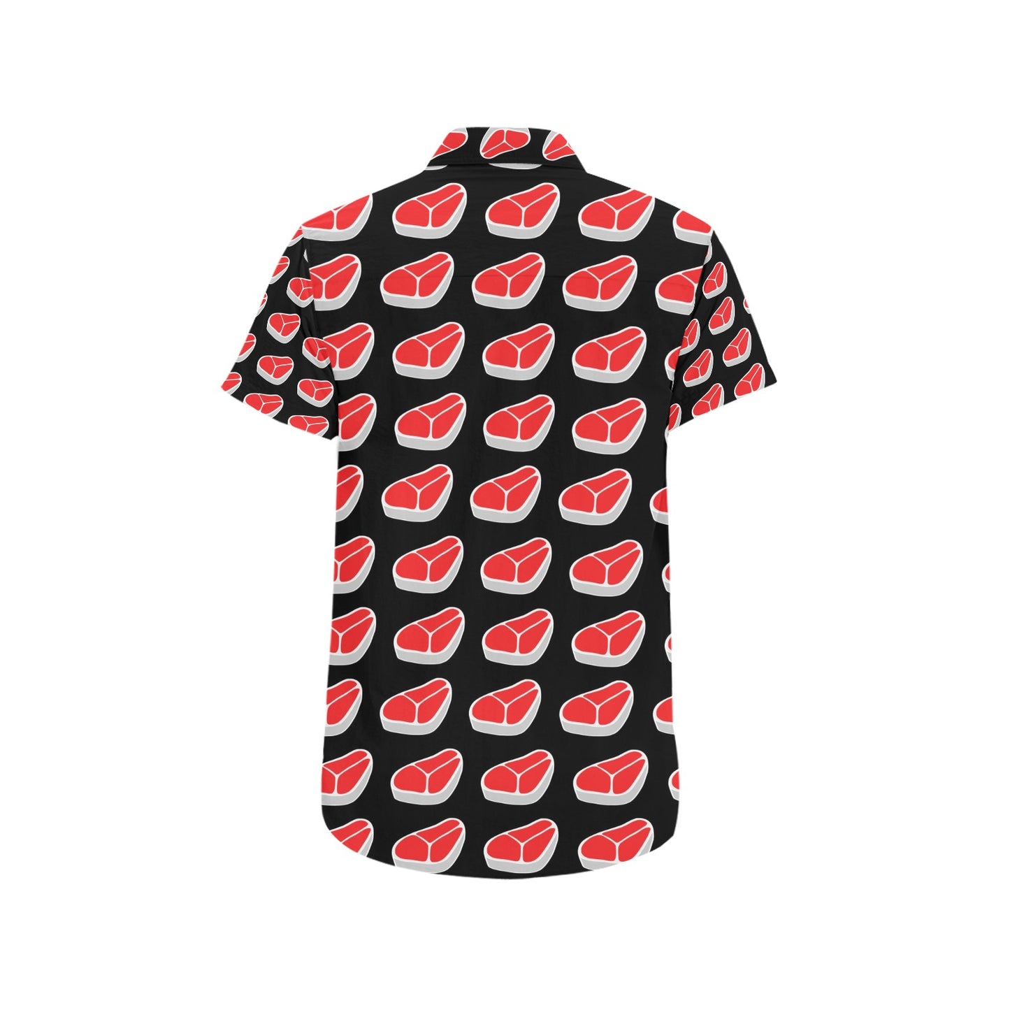 Steak Print Design LKS303 Men Short Sleeve Button Up Shirt