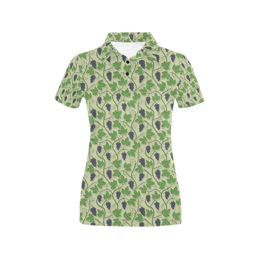 Wine Grape Thmed Print Women's Polo Shirt