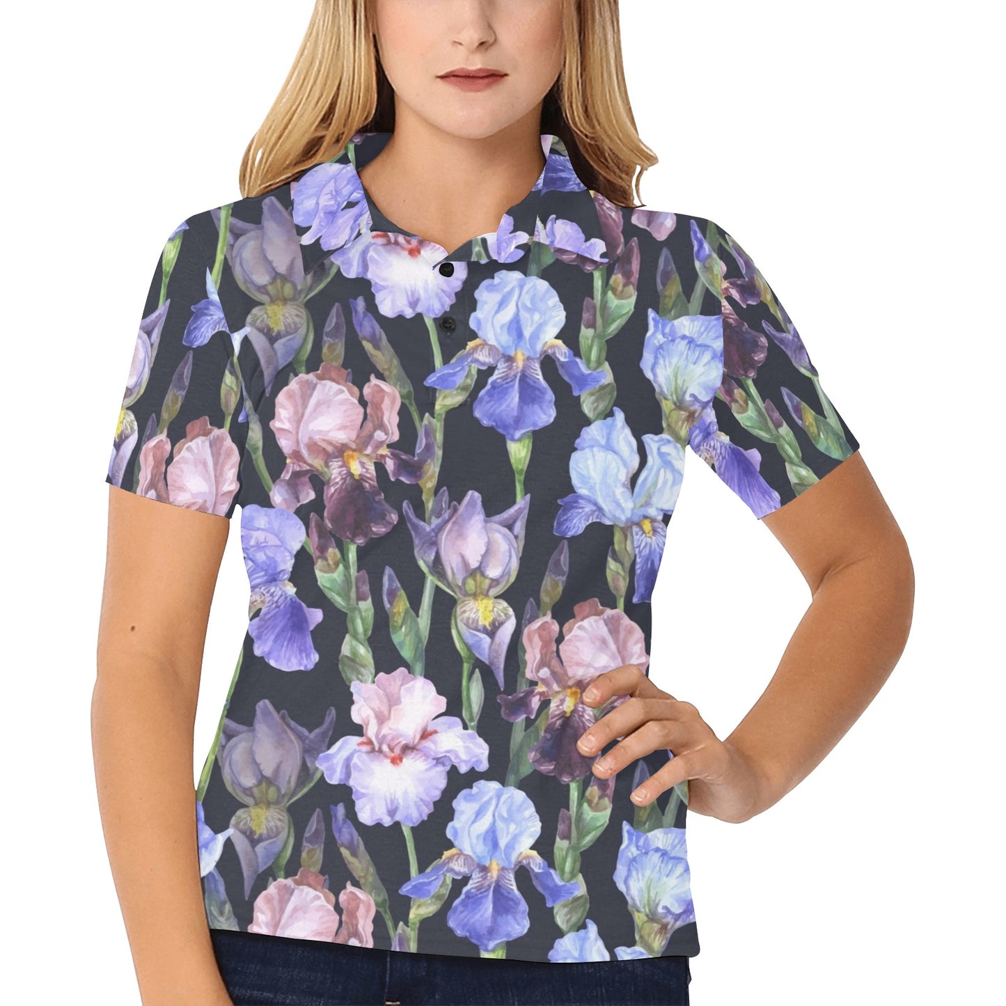 Iris Pattern Print Design IR04 Women's Polo Shirt