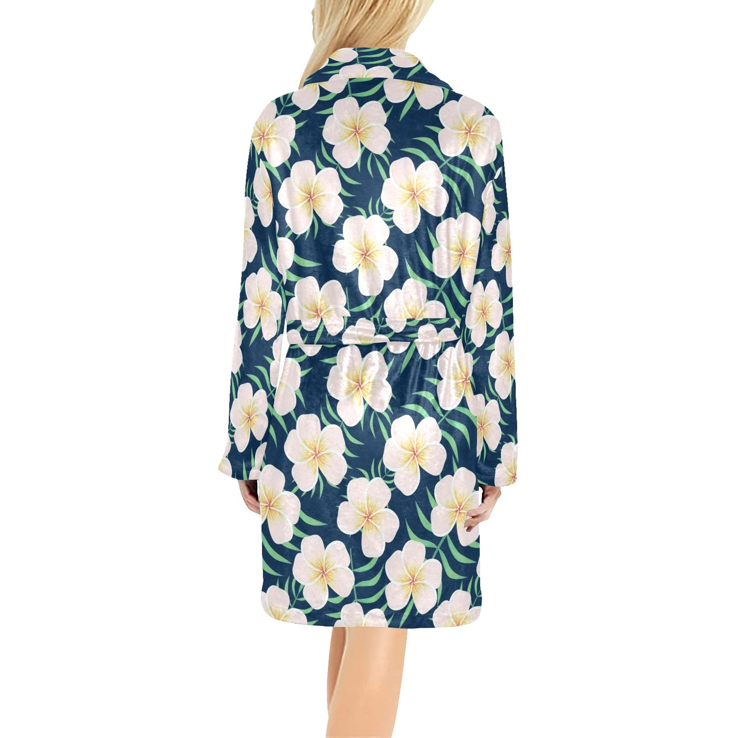 Pink Plumeria Pattern Print Design PM016 Women's Fleece Robe