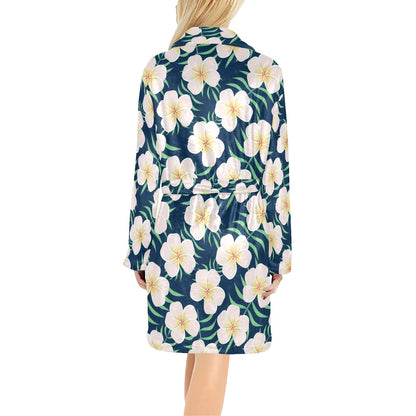 Pink Plumeria Pattern Print Design PM016 Women's Fleece Robe