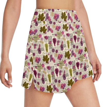 Wine Style Design Print 17" Golf & Pickleball Skort with Pockets