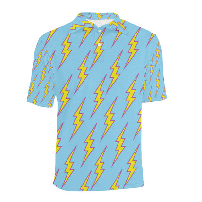 Lightning Thunder Pattern Print Design 02 Men Polo Shirt