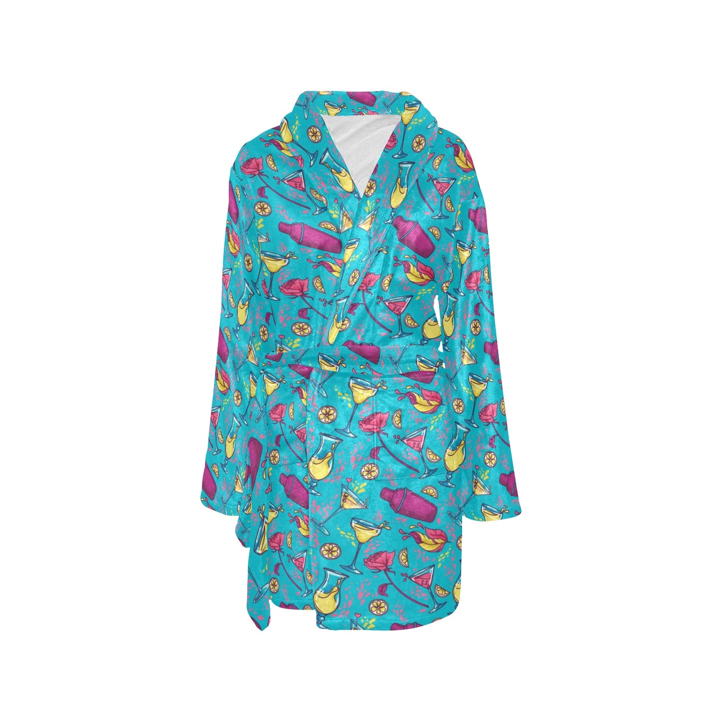 Cocktail Pattern Print Design 03 Women's Fleece Robe