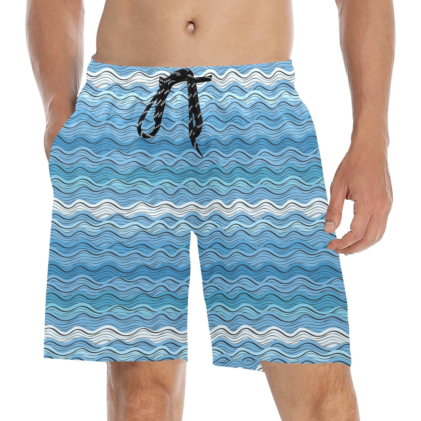 Wave Print Design LKS301 Men's Swim Trunks Beach Shorts
